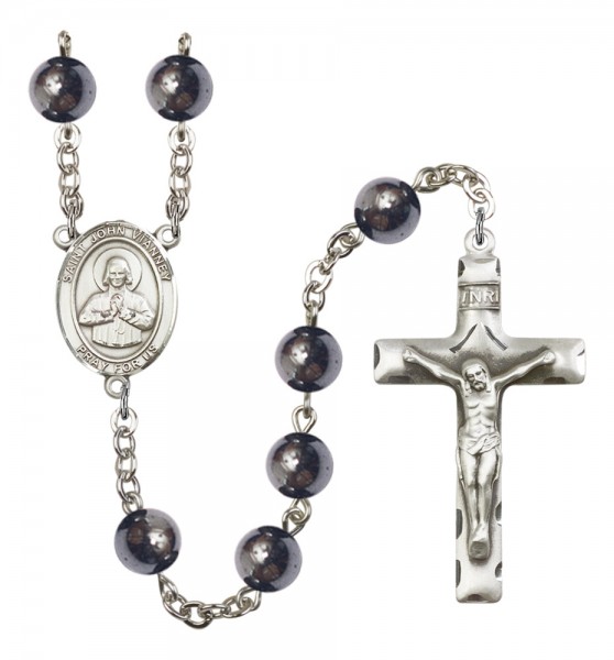 Men's St. John Vianney Silver Plated Rosary - Silver