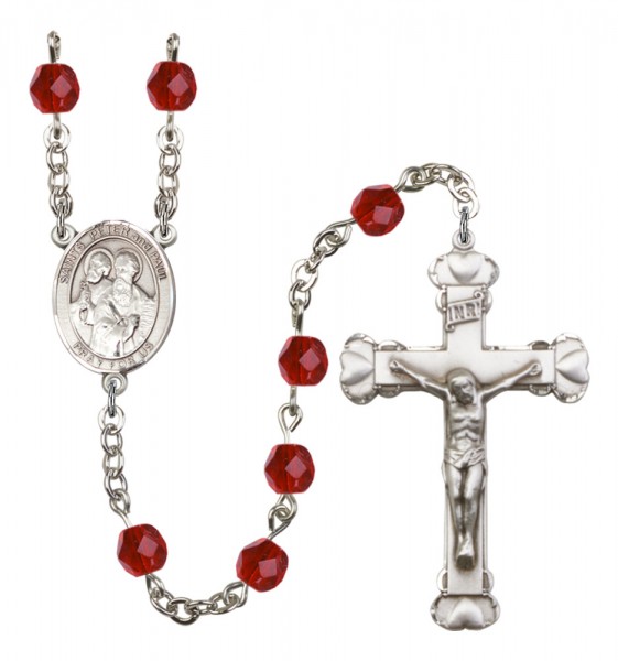 Women's Sts. Peter &amp; Paul Birthstone Rosary - Ruby Red