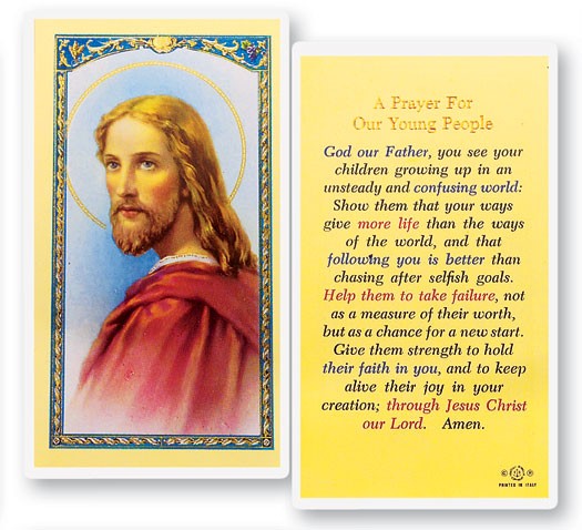 Prayer For Our Young People Laminated Prayer Card - 25 Cards Per Pack .80 per card