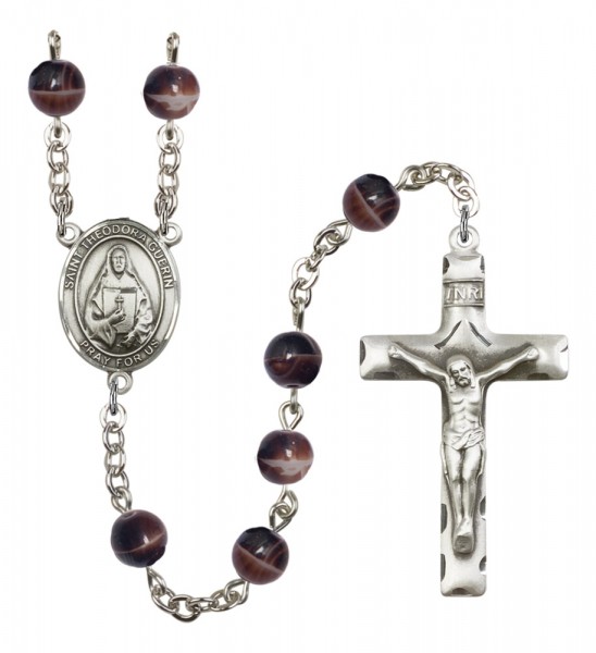Men's St. Theodora Silver Plated Rosary - Brown