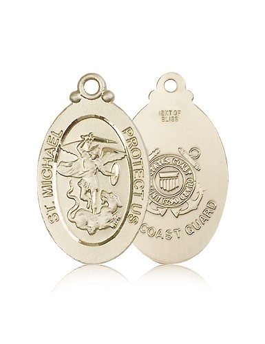Men's St. Michael Coast Guard Medal - 14K Solid Gold