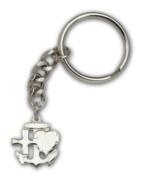 Faith, Hope &amp; Charity Keychain - Antique Silver