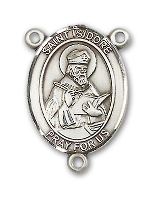 St. Isidore of Seville Rosary Centerpiece Sterling Silver or Pewter - Sterling Silver