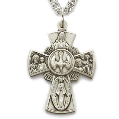 Five Way Holy Spirit Pendant 1 inch with Chain - Silver