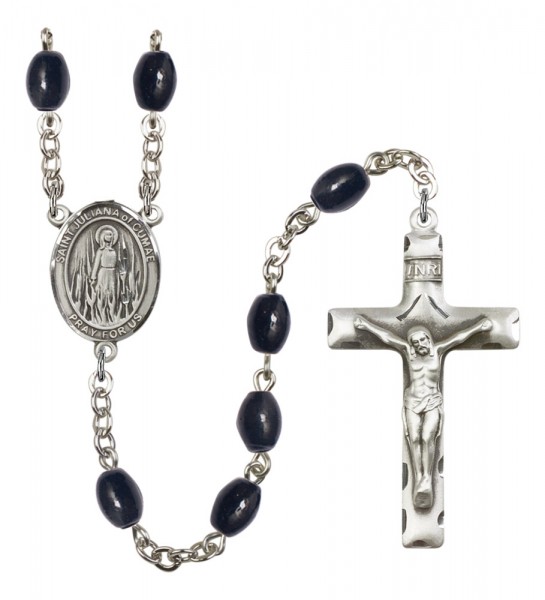 Men's St. Juliana of Cumae Silver Plated Rosary - Black Oval