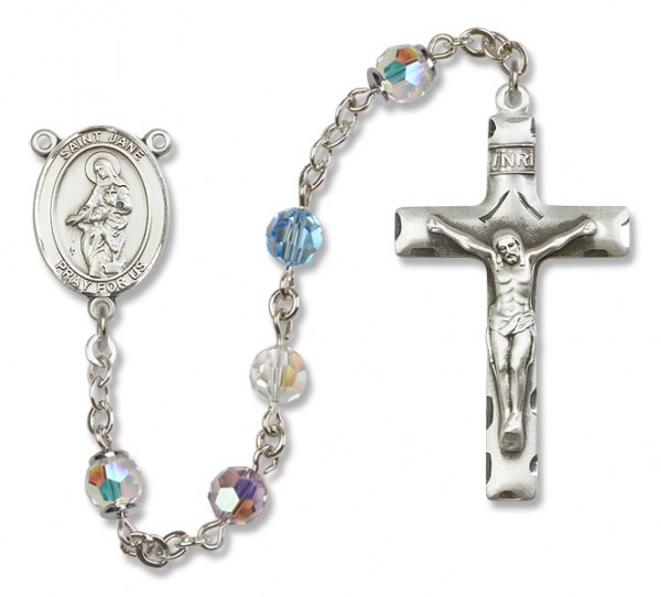 St. Jane Frances de Chantal Sterling Silver Sterling Silver Heirloom Rosary Squared Crucifix - Multi-Color