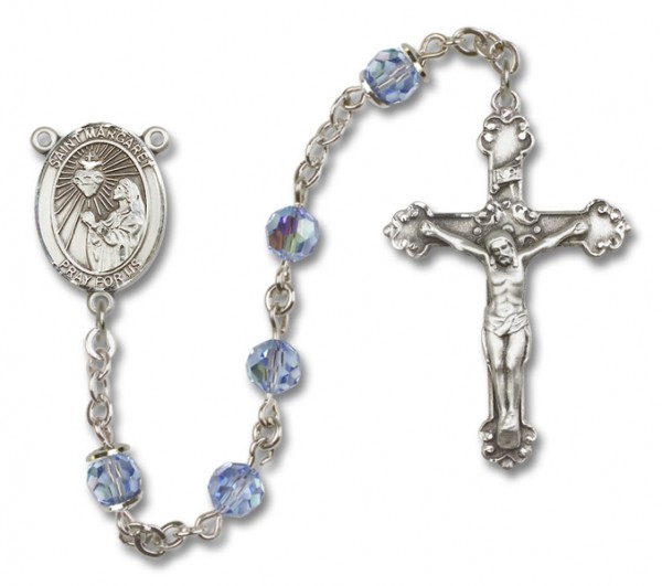 St. Margaret Mary Alacoque Sterling Silver Heirloom Rosary Fancy Crucifix - Light Amethyst