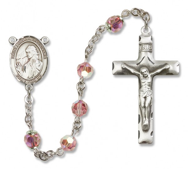 St. Finnian of Clonard Sterling Silver Heirloom Rosary Squared Crucifix - Light Rose
