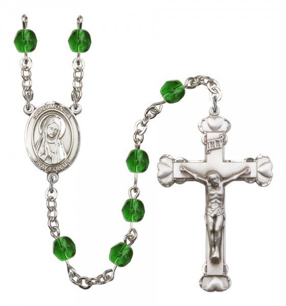 Women's St. Monica Birthstone Rosary - Emerald Green