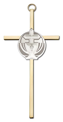 Communion Chalice and Cross Wall Cross 6&quot; - Two-Tone Gold