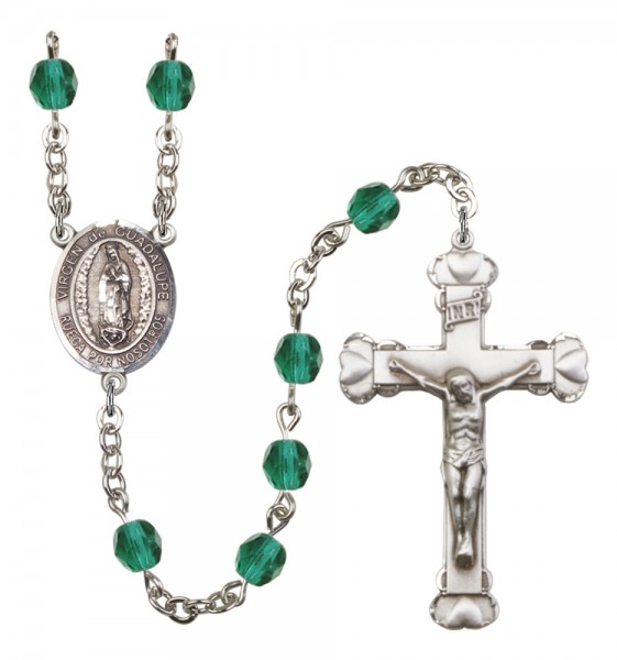 Women's Virgen de Guadalupe Birthstone Rosary - Zircon
