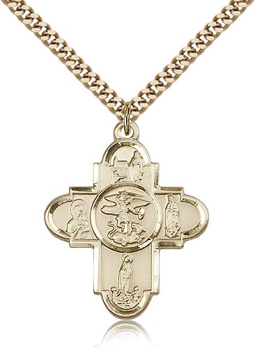 St. Michael and Our Lady 5-Way Pendant - 14KT Gold Filled