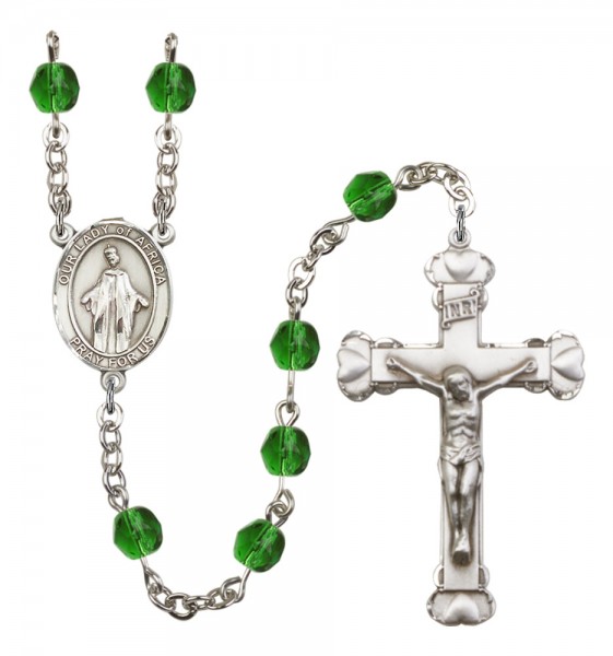 Women's Our Lady of Africa Birthstone Rosary - Emerald Green