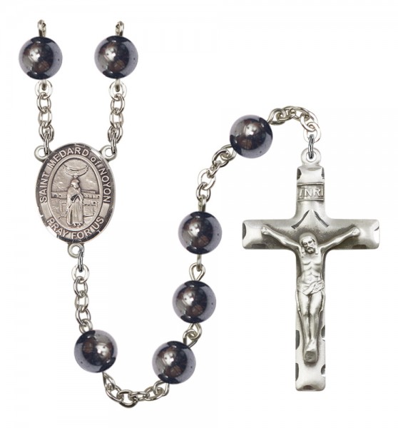 Men's St. Medard of Noyon Silver Plated Rosary - Silver