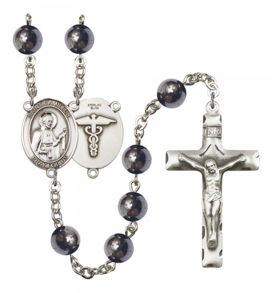Men's St. Camillus of Lellis Nurse Silver Plated Rosary - Silver