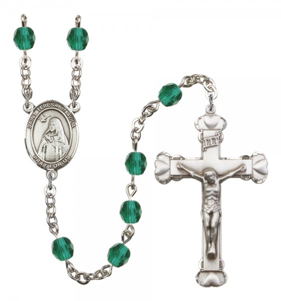 Women's St. Teresa of Avila Birthstone Rosary - Zircon