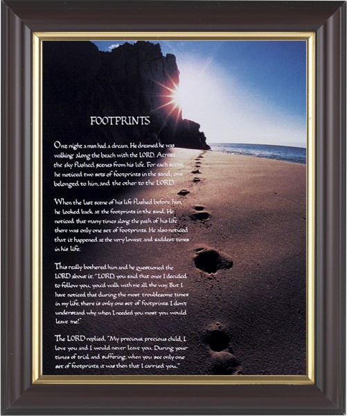 Footprints Prayer 8x10 Framed Print Under Glass - #133 Frame