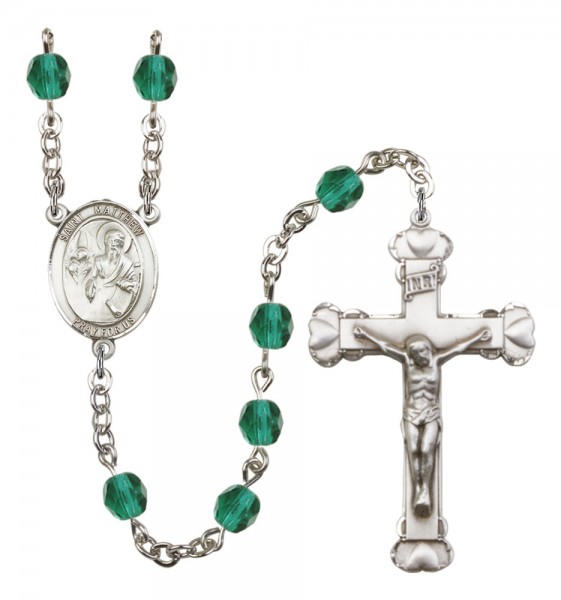 Women's St. Matthew the Apostle Birthstone Rosary - Zircon
