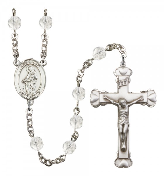 Women's St. Jane Frances de Chantal Silver Plated Birthstone Rosary - Crystal