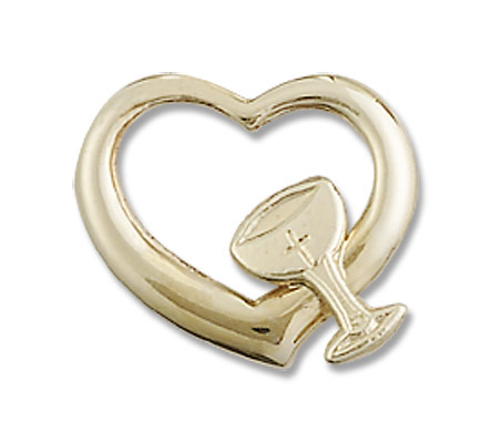 Heart with Chalice Medal - 14K Solid Gold