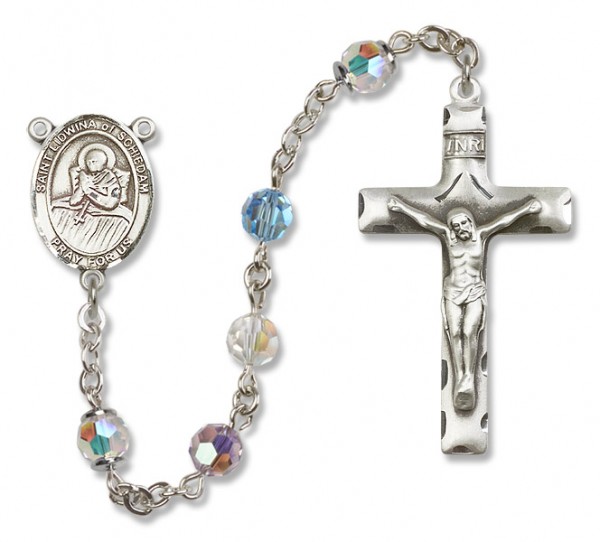 St. Lidwina of Schiedam Sterling Silver Heirloom Rosary Squared Crucifix - Multi-Color
