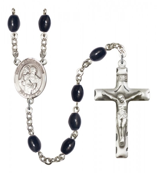 Men's Sts. Peter &amp; Paul Silver Plated Rosary - Black Oval