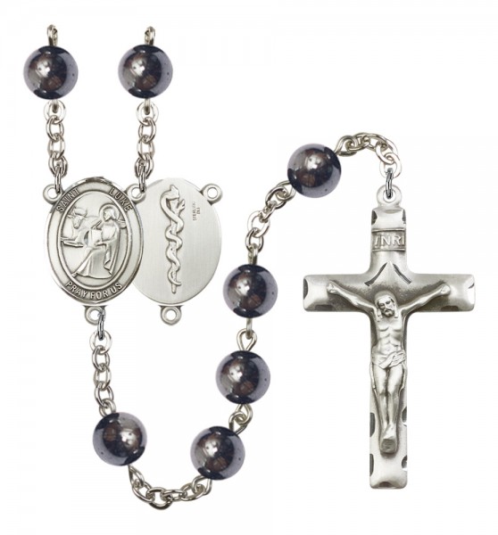 Men's St. Luke the Apostle Doctor Silver Plated Rosary - Silver
