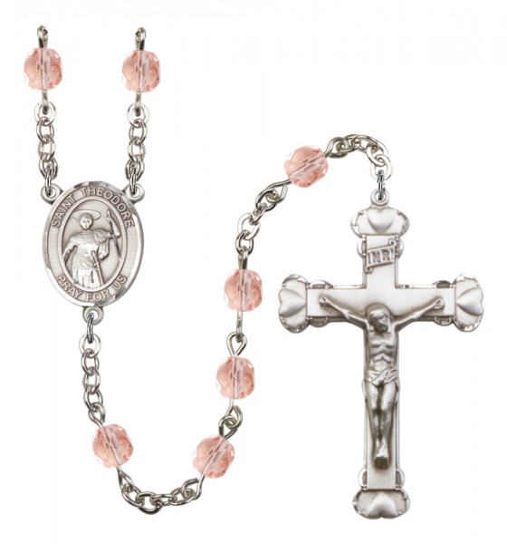 Women's St. Theodore Stratelates Birthstone Rosary - Pink