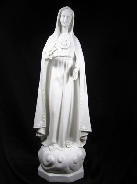 Our Lady of Fatima Statue White Marble Composite - 35 inch - White