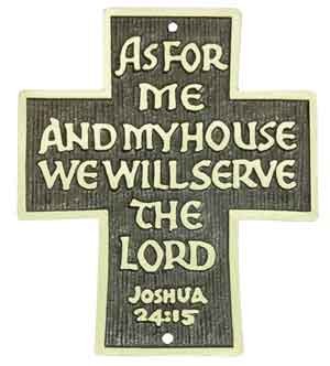 As For Me House We Shall Serve the Lord Wall Cross - 3.5 inches - Brown