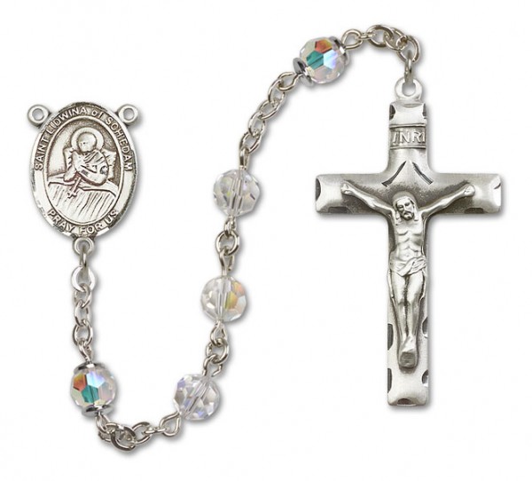 St. Lidwina of Schiedam Sterling Silver Heirloom Rosary Squared Crucifix - Crystal