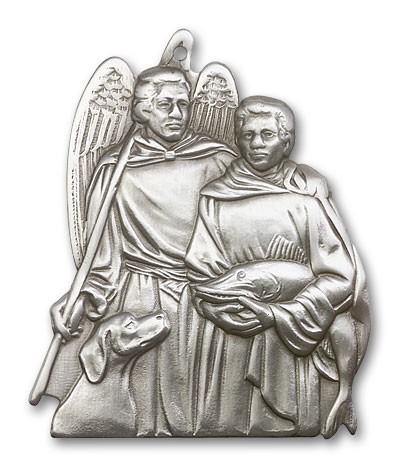 St. Raphael Visor Clip - Antique Silver