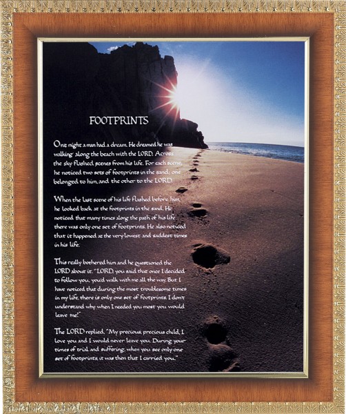 Footprints Prayer 8x10 Framed Print Under Glass - #122 Frame