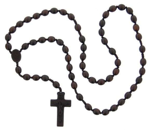 Jujube Wood 5 Decade Rosary - 12mm - Brown