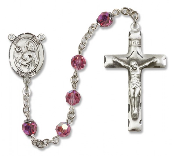 St. Kevin Sterling Silver Heirloom Rosary Squared Crucifix - Rose