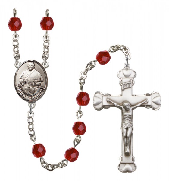 Women's Pope Francis Birthstone Rosary - Ruby Red