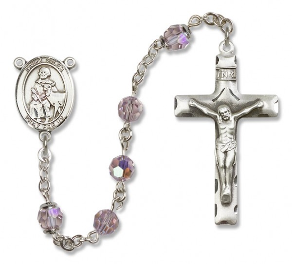 St. Giles Sterling Silver Heirloom Rosary Squared Crucifix - Light Amethyst