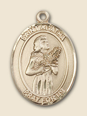 St. Agatha Patron Saint Medal - 14K Solid Gold