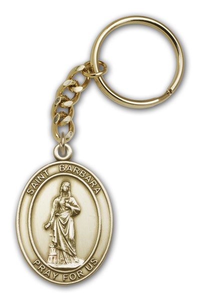 St. Barbara Keychain - Antique Gold