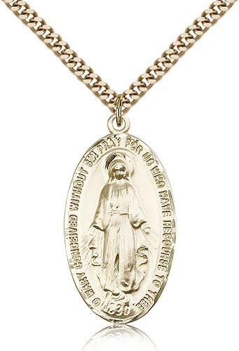 Men's Classic Oval Miraculous Medal - 14KT Gold Filled