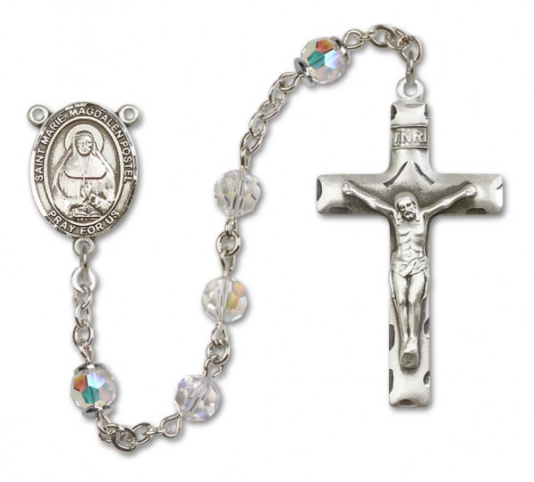 Marie Magdalen Postel Rosary Our Lady of Mercy Sterling Silver Heirloom Rosary Squared Crucifix - Crystal