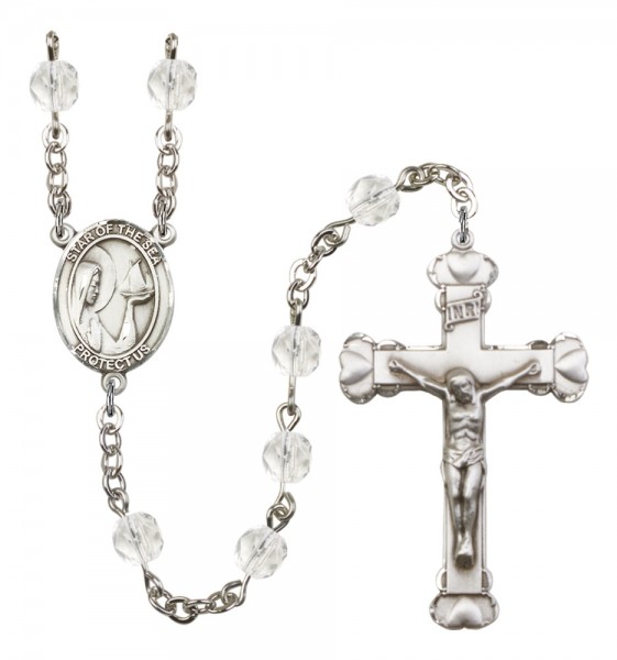 Women's Our Lady Star of the Sea Birthstone Rosary - Crystal