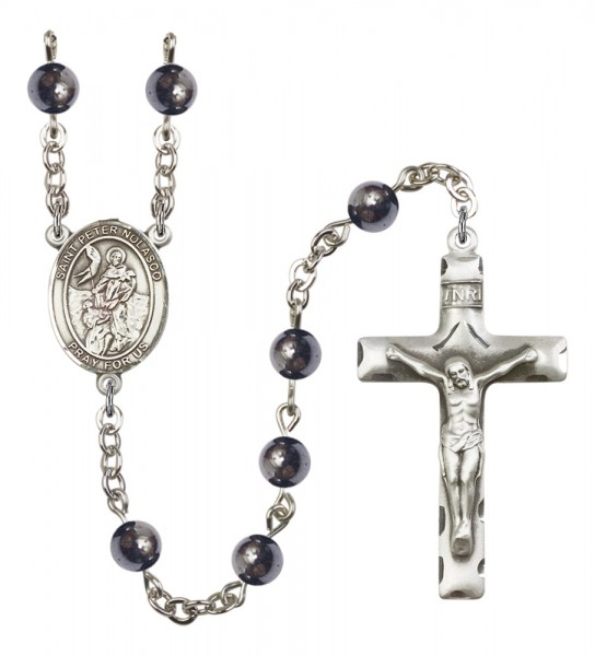Men's St. Peter Nolasco Silver Plated Rosary - Gray