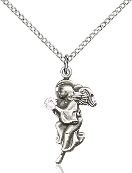 Angel Pendant with Birthstone Options - Crystal