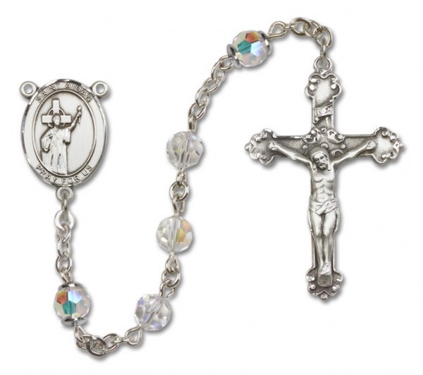 St. Aidan of Lindesfarne Sterling Silver Heirloom Rosary Fancy Crucifix - Crystal