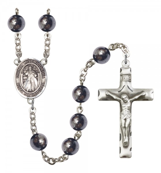 Men's Divina Misericordia Silver Plated Rosary - Silver
