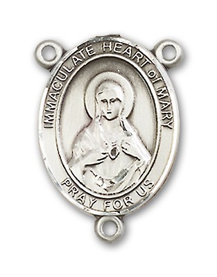Immaculate Heart of Mary Rosary Centerpiece Sterling Silver or Pewter - Sterling Silver