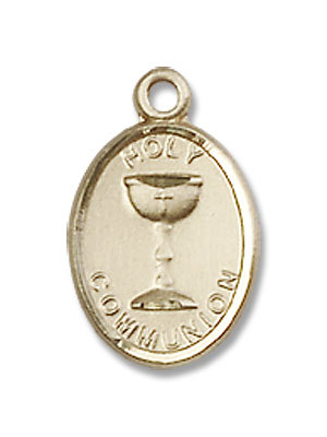 Oval Chalice First Communion Pendant - 14K Solid Gold