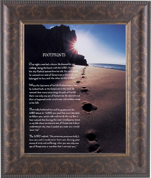 Footprints Prayer 8x10 Framed Print Under Glass - #124 Frame
