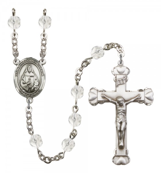 Women's St. Theodora Birthstone Rosary - Crystal